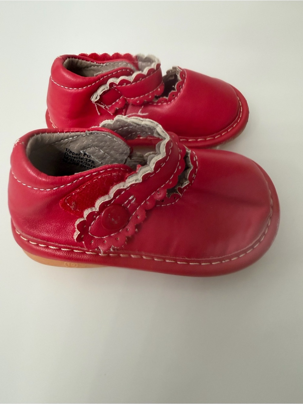 Toddler Red Leather Hook-and-Loop Mary Jane Walkers Size 3